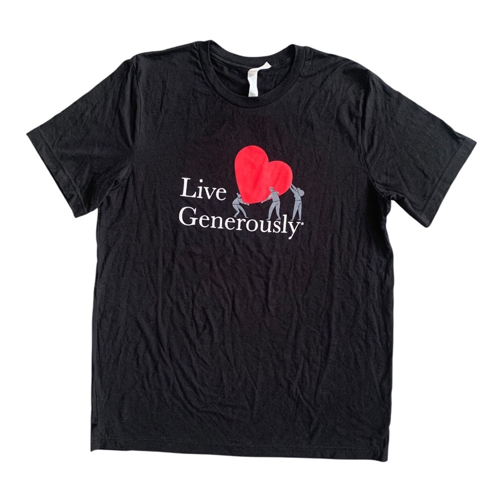 Live Generously Womens Shirt Large Black Banking Round Neck Polyester Blend